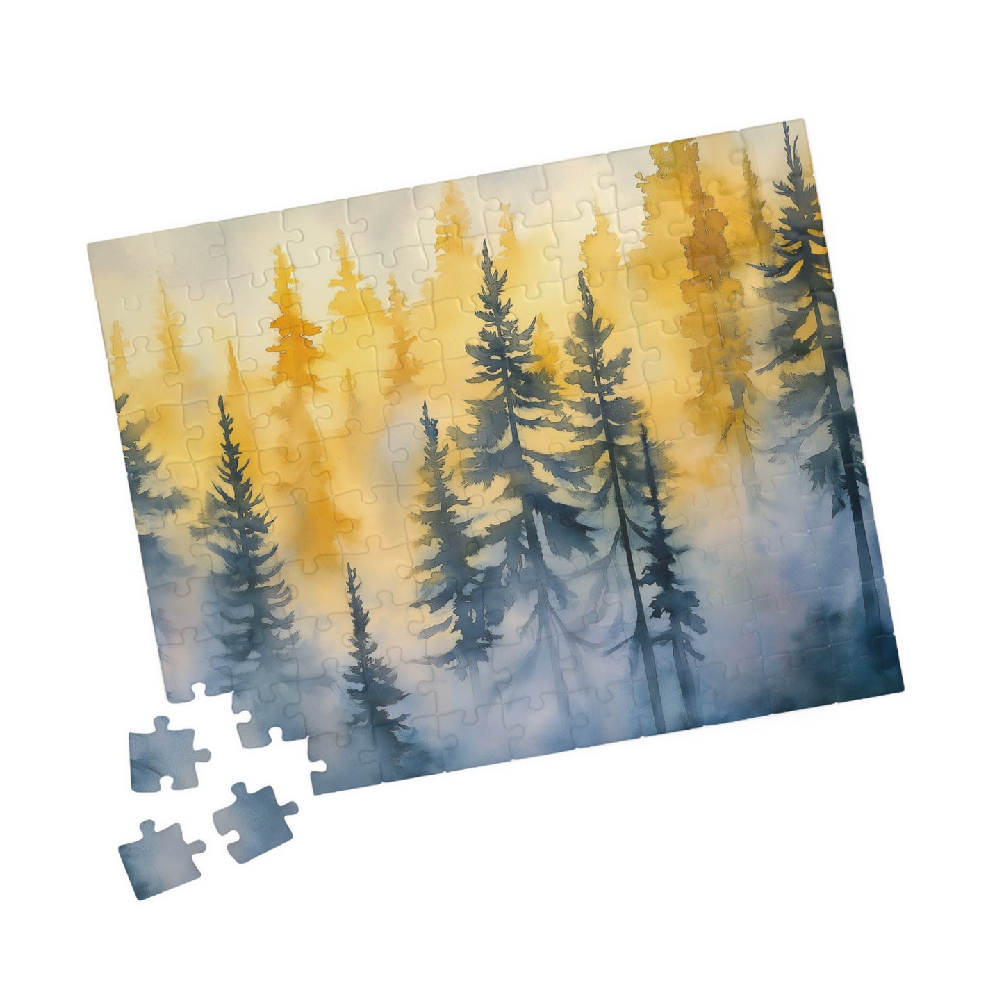 Misty Pines Puzzle (110, 252, 520, 1014 Pieces) - Moody Forest Jigsaw, Evergreen Wall Art, Calm Nature Puzzle for Relaxation