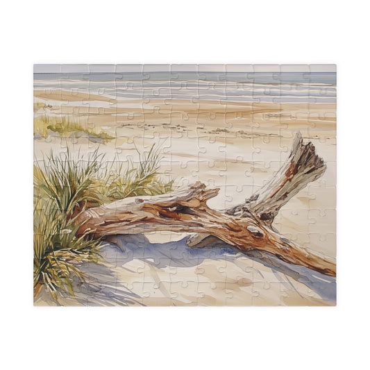Golden Shore Driftwood Puzzle (110, 252, 520, 1014 Pieces) - Sunny Beach Puzzle, Coastal Decor, Nature Lover Gift, Relaxing Mindful Jigsaw