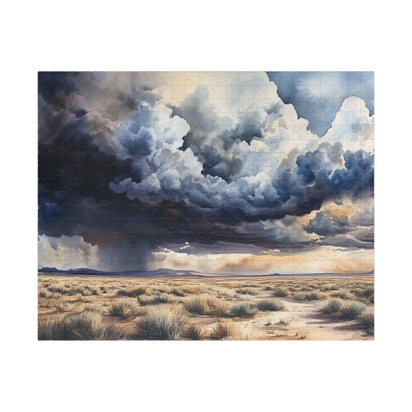 Desert Storm Puzzle (110, 252, 520, 1014 Pieces) - Moody Nature Jigsaw, Stormy Sky Art, Southwestern Puzzle, Gift for Landscape Lovers