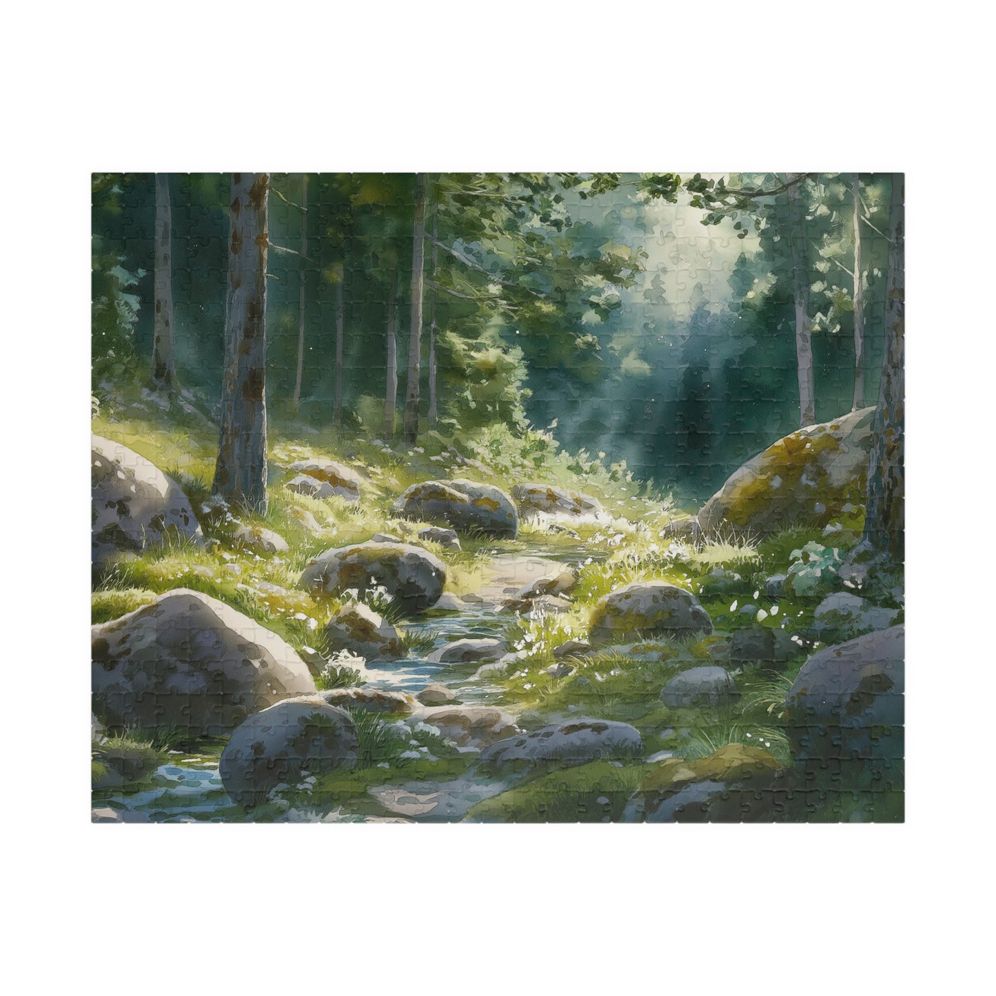 Rocky Forest Stream Puzzle (110, 252, 520, 1014 Pieces) - Peaceful Nature Jigsaw, Woodland Puzzle Art, Gift for Puzzle Lovers