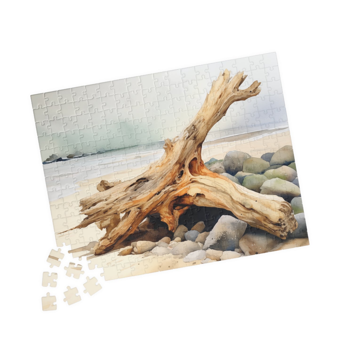 Driftwood Coast Puzzle (110, 252, 520, 1014 Pieces) - Serene Beach Decor, Relaxing Coastal Art, Mindful Gift for Nature Lovers