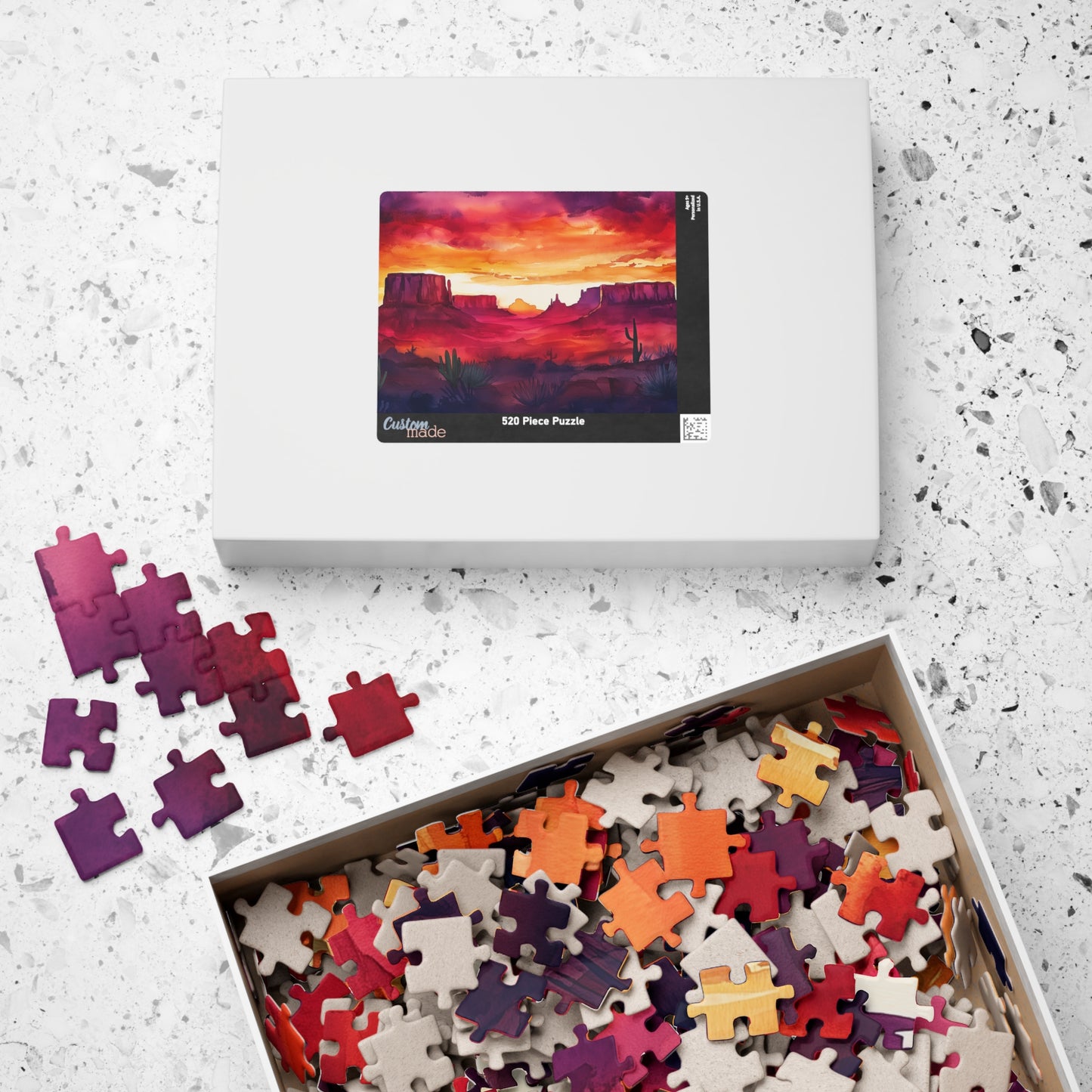 Desert Mesa Puzzle (110, 252, 520, 1014 Pieces) - Southwest Sunset Jigsaw, Bold Nature Art, Gift for Desert Lovers