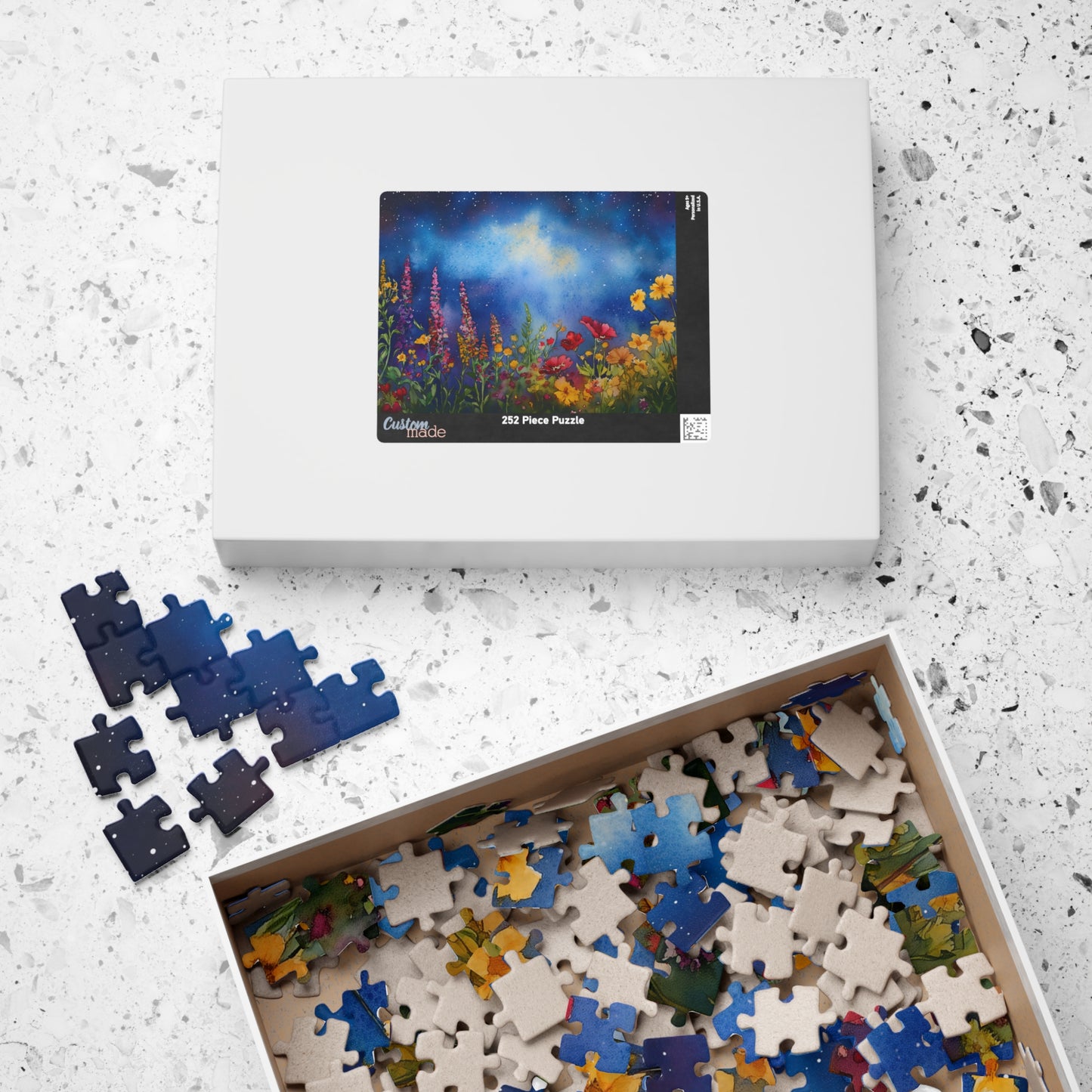 Celestial Bloom Puzzle (110, 252, 520, 1014 Pieces) - Colorful Wildflowers Beneath a Dreamy Starry Sky, Floral Blooms Under a Night Sky