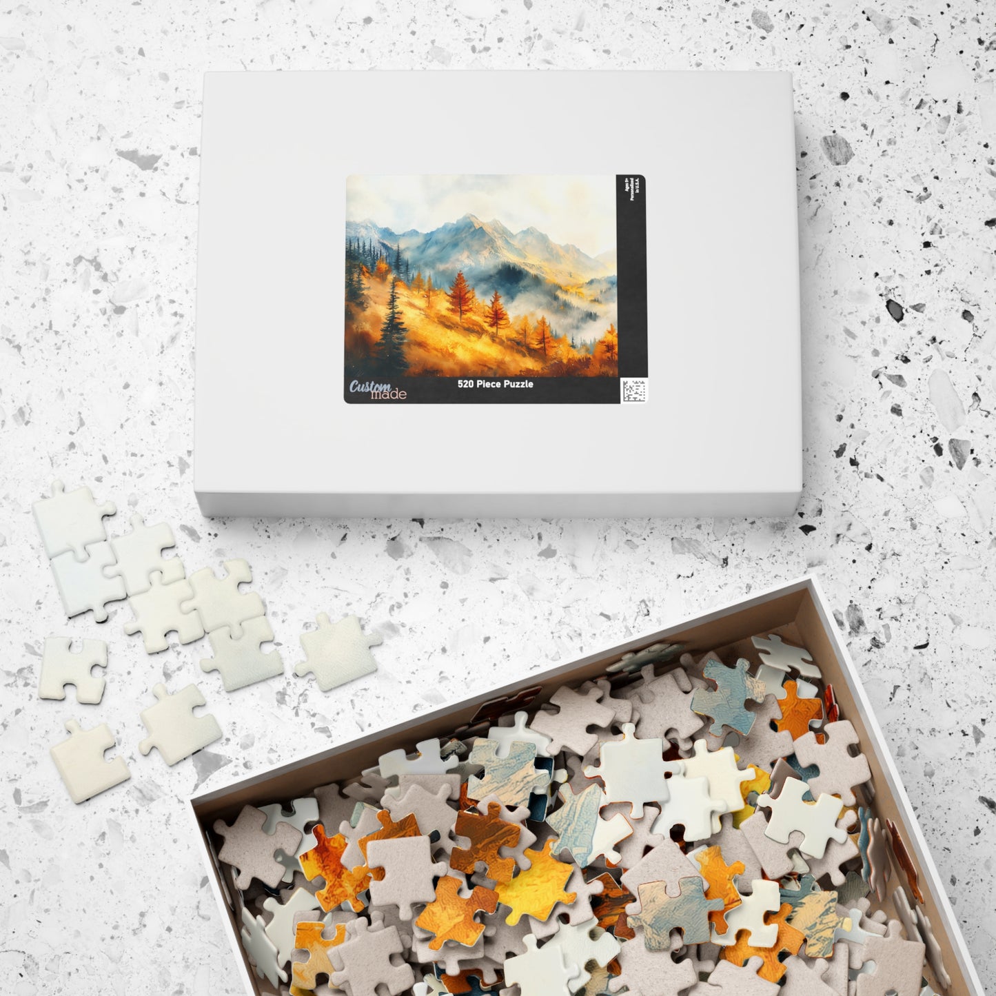 Golden Hillside Puzzle (110, 252, 520, 1014 Pieces) - Autumn Forest Jigsaw, Tranquil Nature Puzzle, Misty Mountain Decor, Fall Lover Gift
