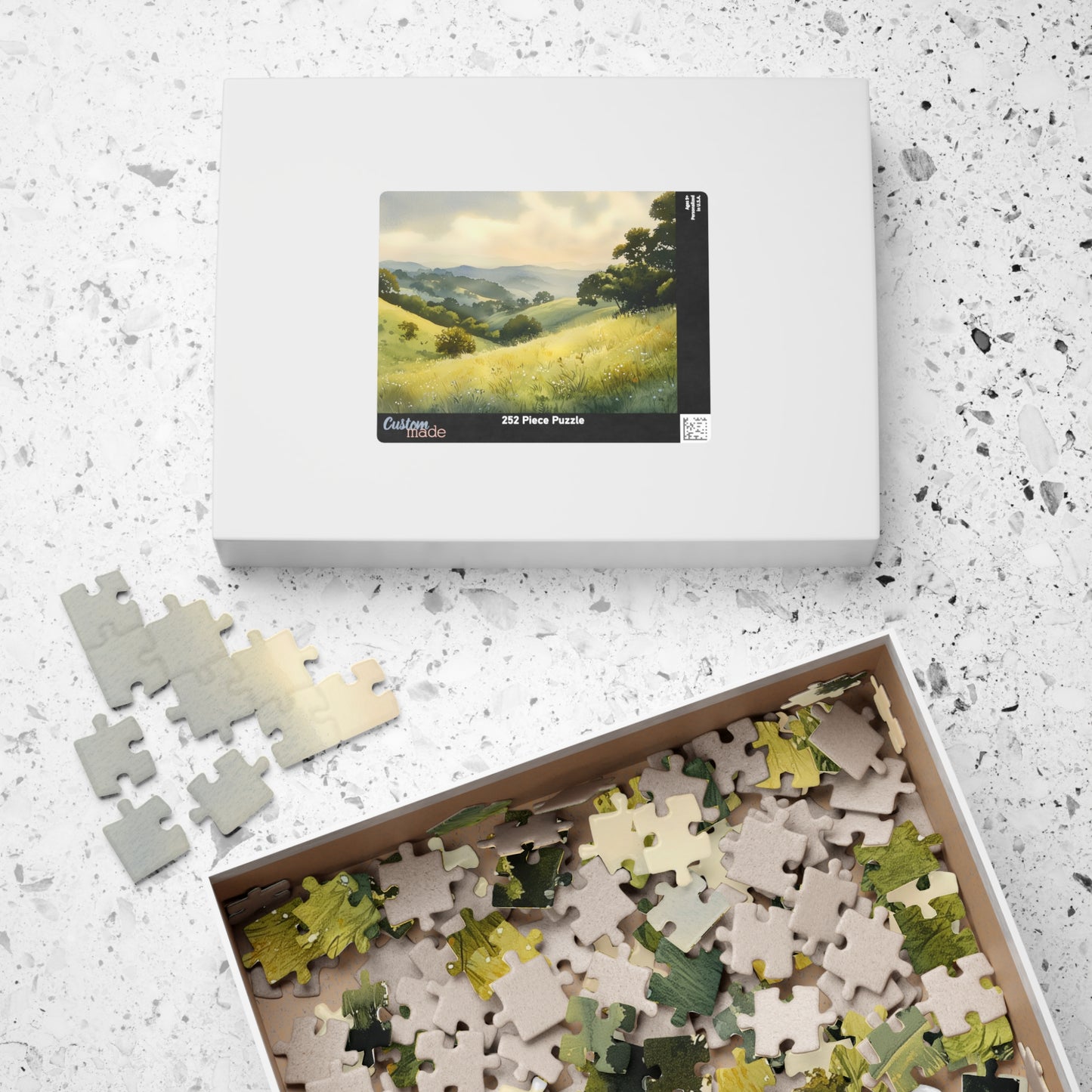 Rolling Grassy Hills Puzzle (110, 252, 520, 1014 Pieces) - Soft Light, Peaceful Landscape, Serene Horizon, Stress Relief Activity