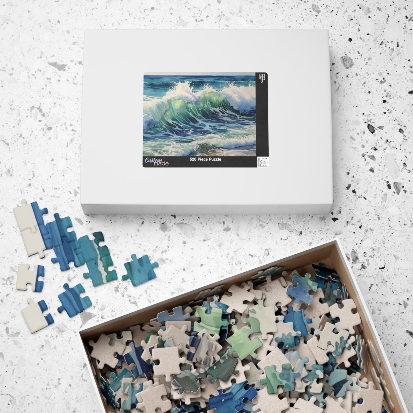 Excited Ocean Waves Puzzle (110, 252, 520, 1014 Pieces) - Dynamic Seascape Jigsaw, Coastal Wall Art, Ocean Lover Gift, Mindful Puzzle Play