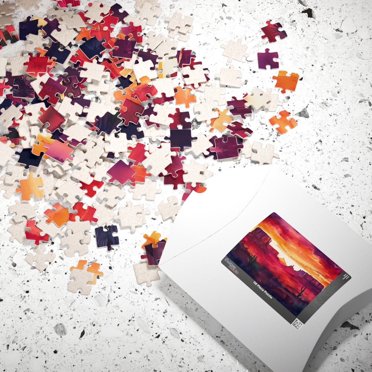 Desert Mesa Puzzle (110, 252, 520, 1014 Pieces) - Southwest Sunset Jigsaw, Bold Nature Art, Gift for Desert Lovers