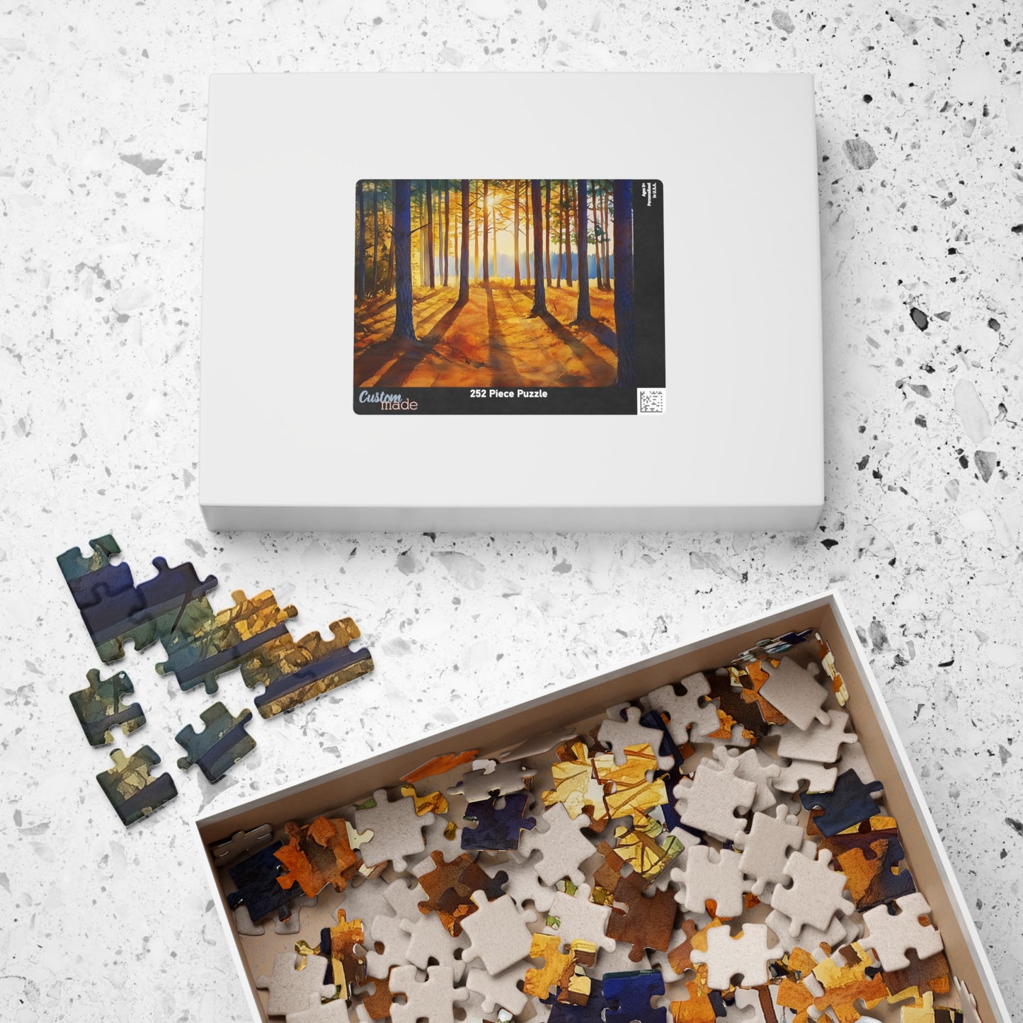 Golden Hour Forest Puzzle (110, 252, 520, 1014 Pieces) - Pine Tree Jigsaw, Cozy Woodland Art, Nature Lover Gift