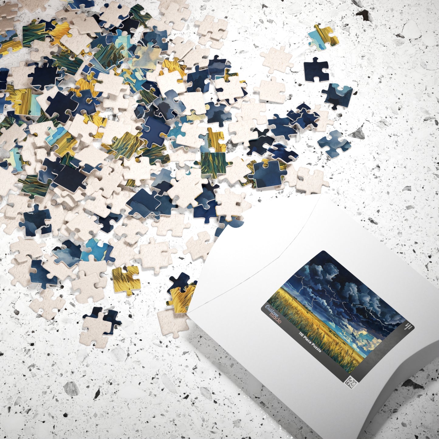 Plains Thunderstorm Puzzle (110, 252, 520, 1014 Pieces) - Dramatic Sky, Lightning Over Fields, Stormy Horizon, Puzzle Enthusiasts