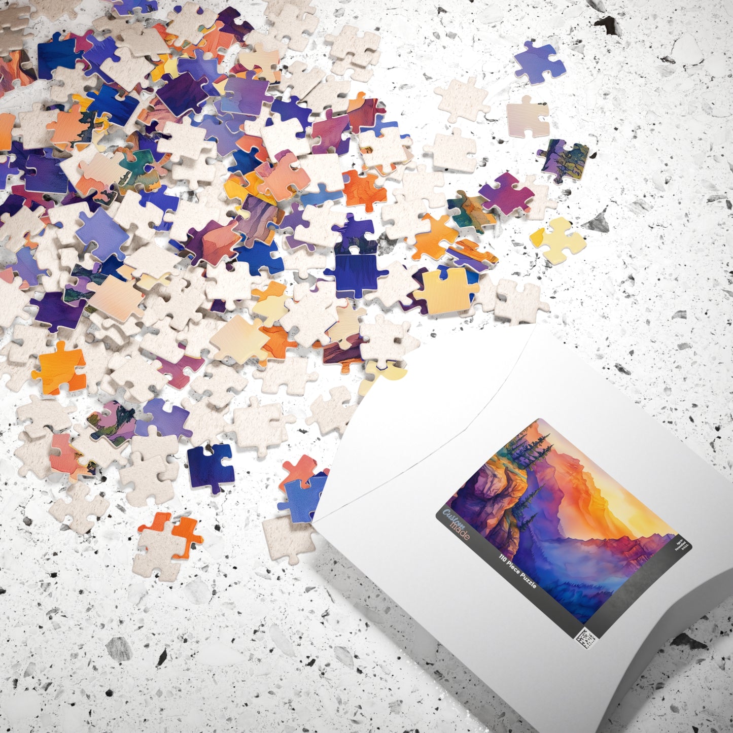 Painted Mountain Range Puzzle (110, 252, 520, 1014 Pieces) - Colorful Nature Puzzle, Sunset Landscape Art, Gift for Outdoor Lovers