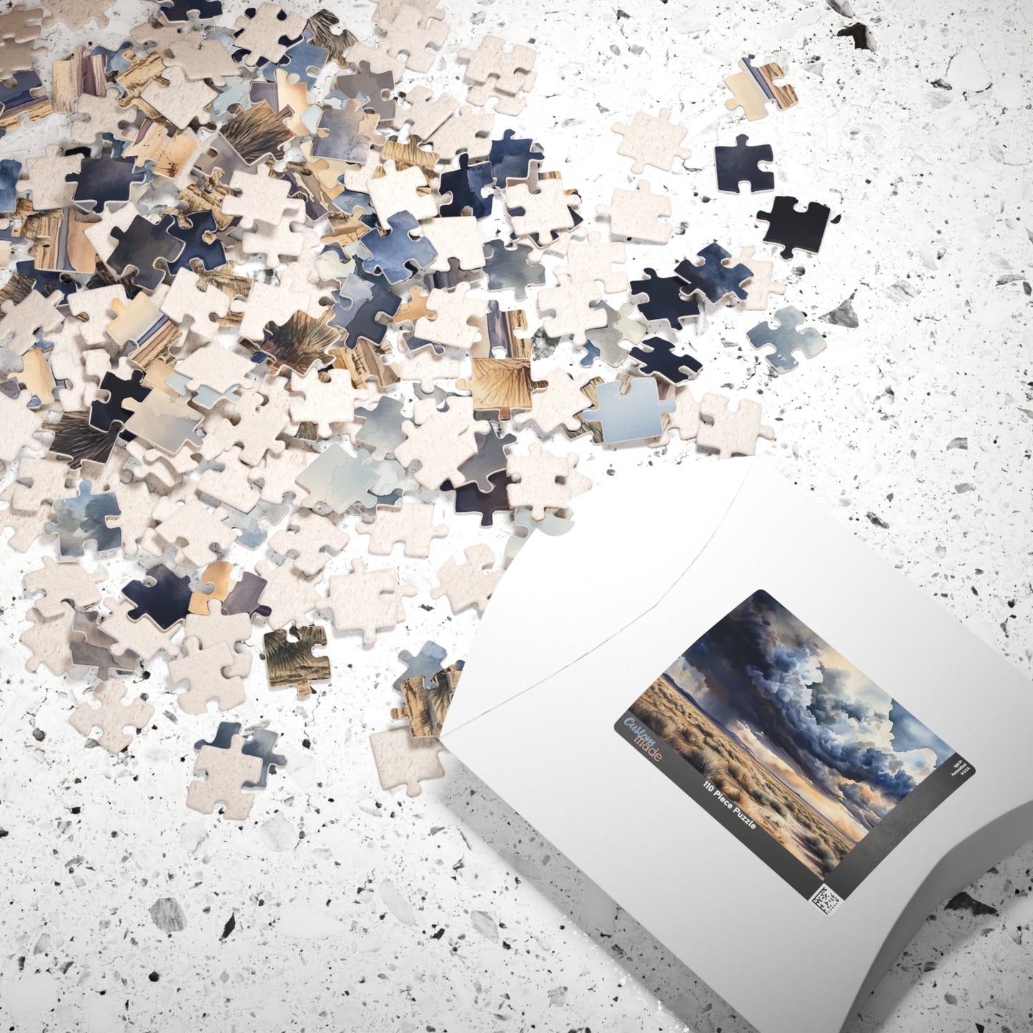 Desert Storm Puzzle (110, 252, 520, 1014 Pieces) - Moody Nature Jigsaw, Stormy Sky Art, Southwestern Puzzle, Gift for Landscape Lovers