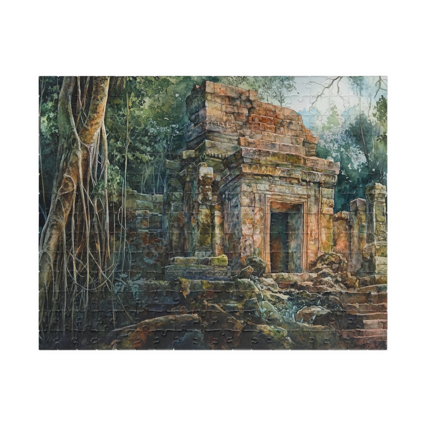 Jungle Ruins Puzzle (110, 252, 520, 1014 Pieces) - Ancient Stone Temple, Overgrown Jungle Puzzle, Mysterious Nature Decor