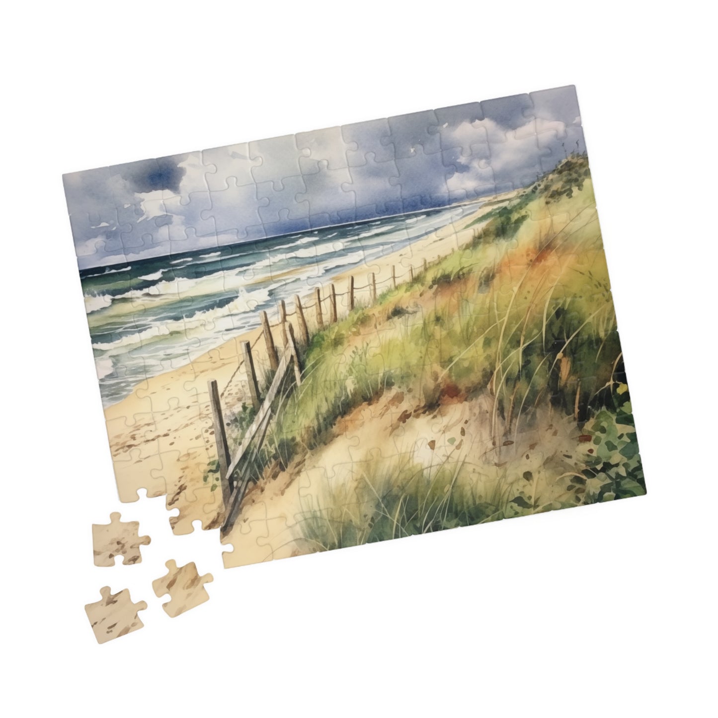 Coastal Dune Puzzle (110, 252, 520, 1014 Pieces) - Tranquil Beach Scene, Soothing Ocean Art, Relaxing Puzzle for Beach Lovers & Families