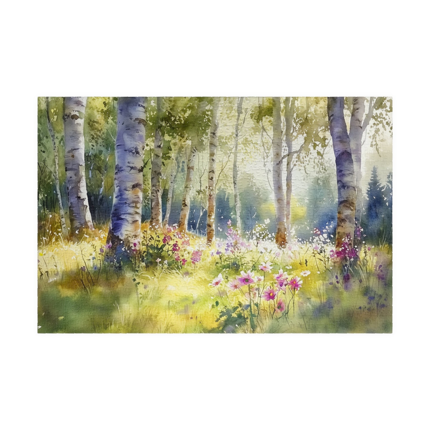 Sunlit Forest Glade Puzzle (110, 252, 520, 1014 Pieces) - Woodland Flower Puzzle, Spring Meadow Jigsaw, Peaceful Nature Decor