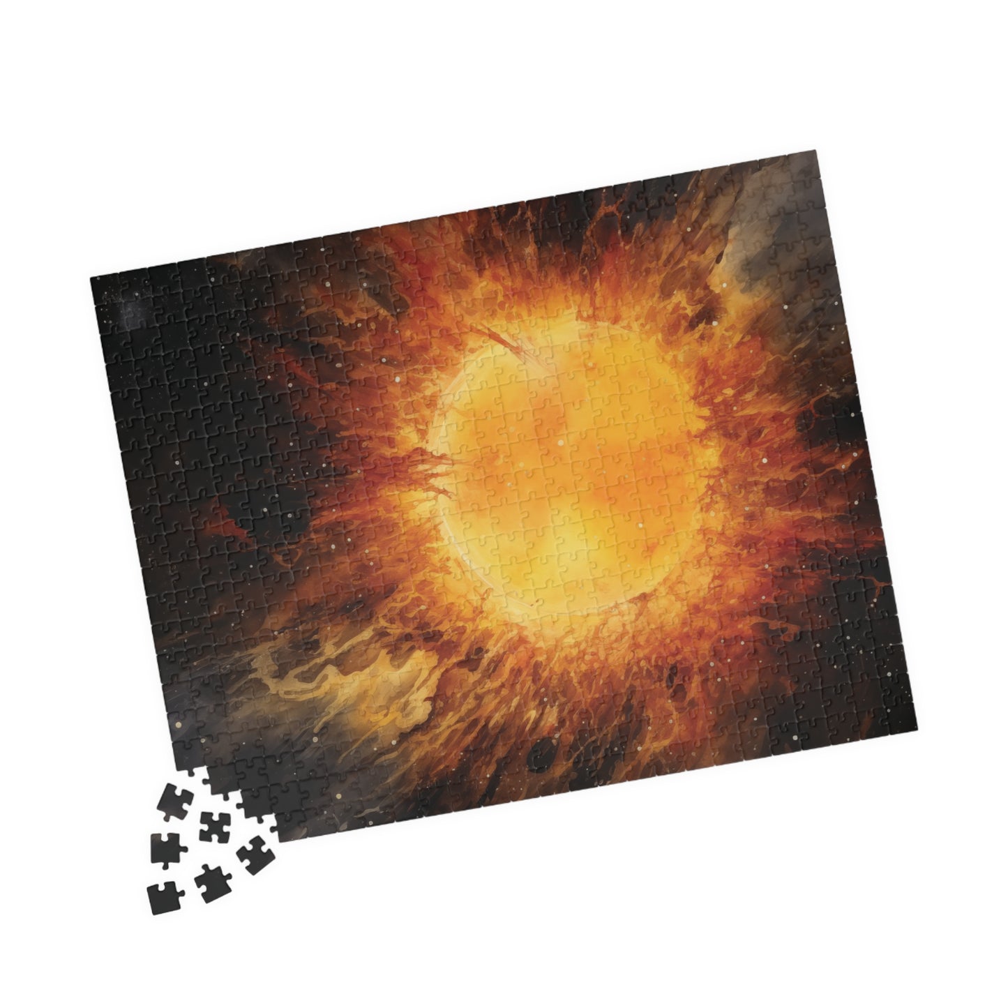 Solar Burst Puzzle (110, 252, 520, 1014 Pieces) - Fiery Sun, Outer Space Scene, Bold Astronomy Art