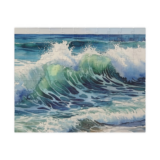 Excited Ocean Waves Puzzle (110, 252, 520, 1014 Pieces) - Dynamic Seascape Jigsaw, Coastal Wall Art, Ocean Lover Gift, Mindful Puzzle Play