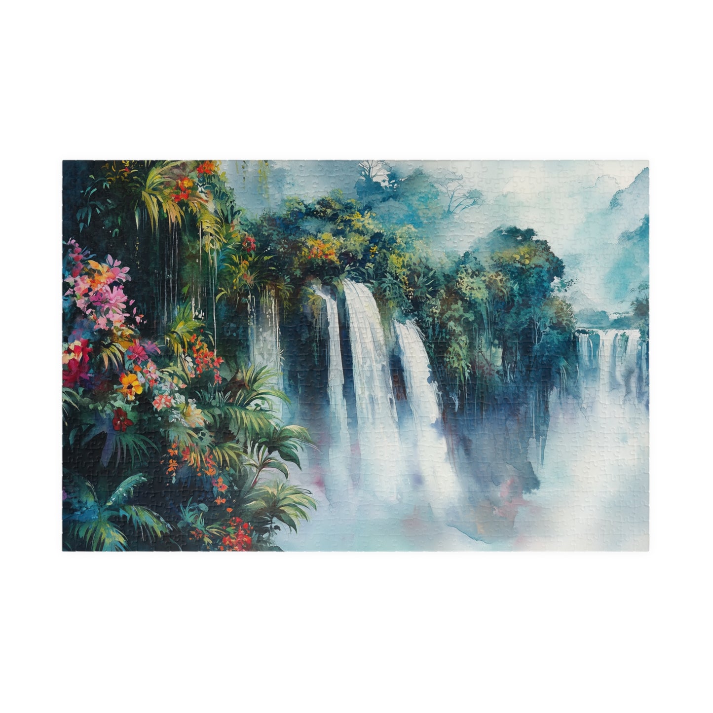Jungle Waterfall Escape Puzzle (110, 252, 520, 1014 Pieces) - Tropical Nature Puzzle, Vibrant Rainforest Scene, Gift for Puzzle Enthusiasts