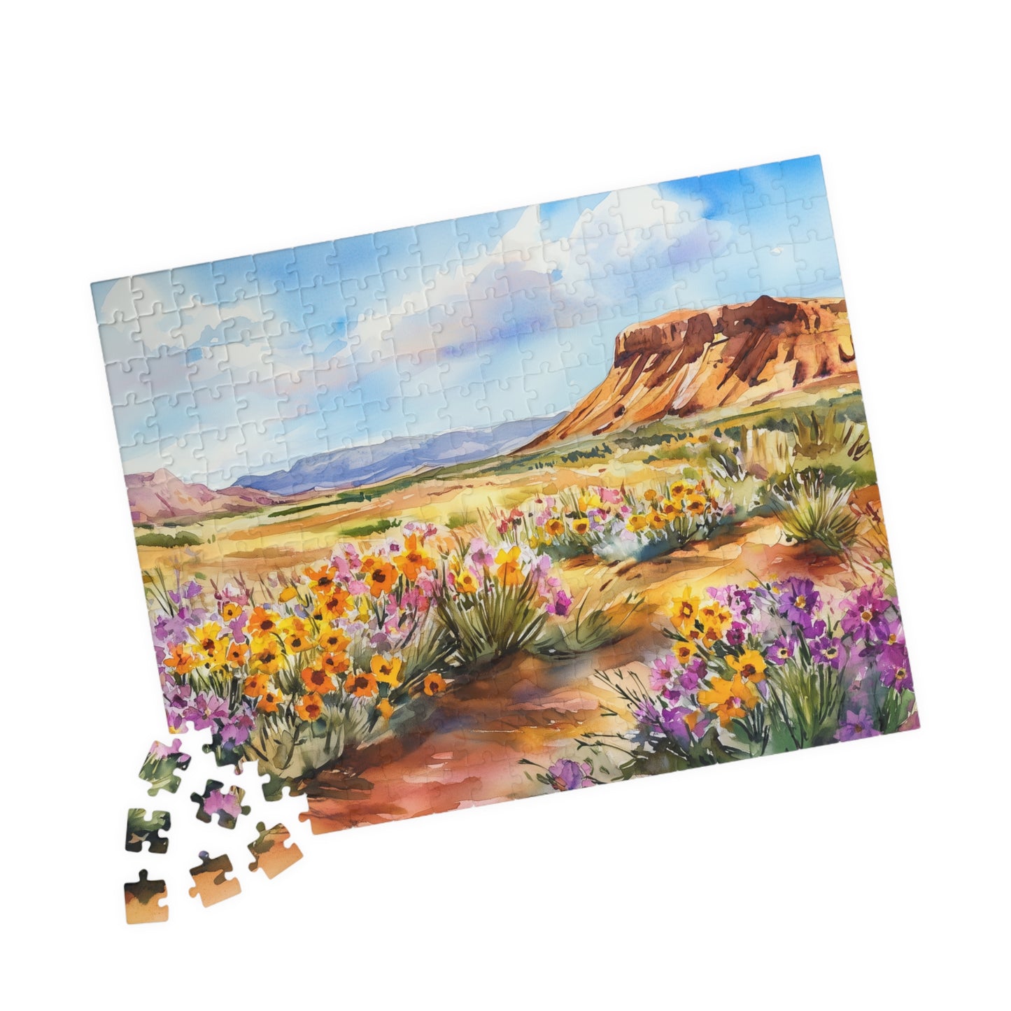 Desert Bloom Puzzle (110, 252, 520, 1014 Pieces) - Wildflower Landscape Jigsaw, Southwest Art, Gift for Nature & Puzzle Lovers