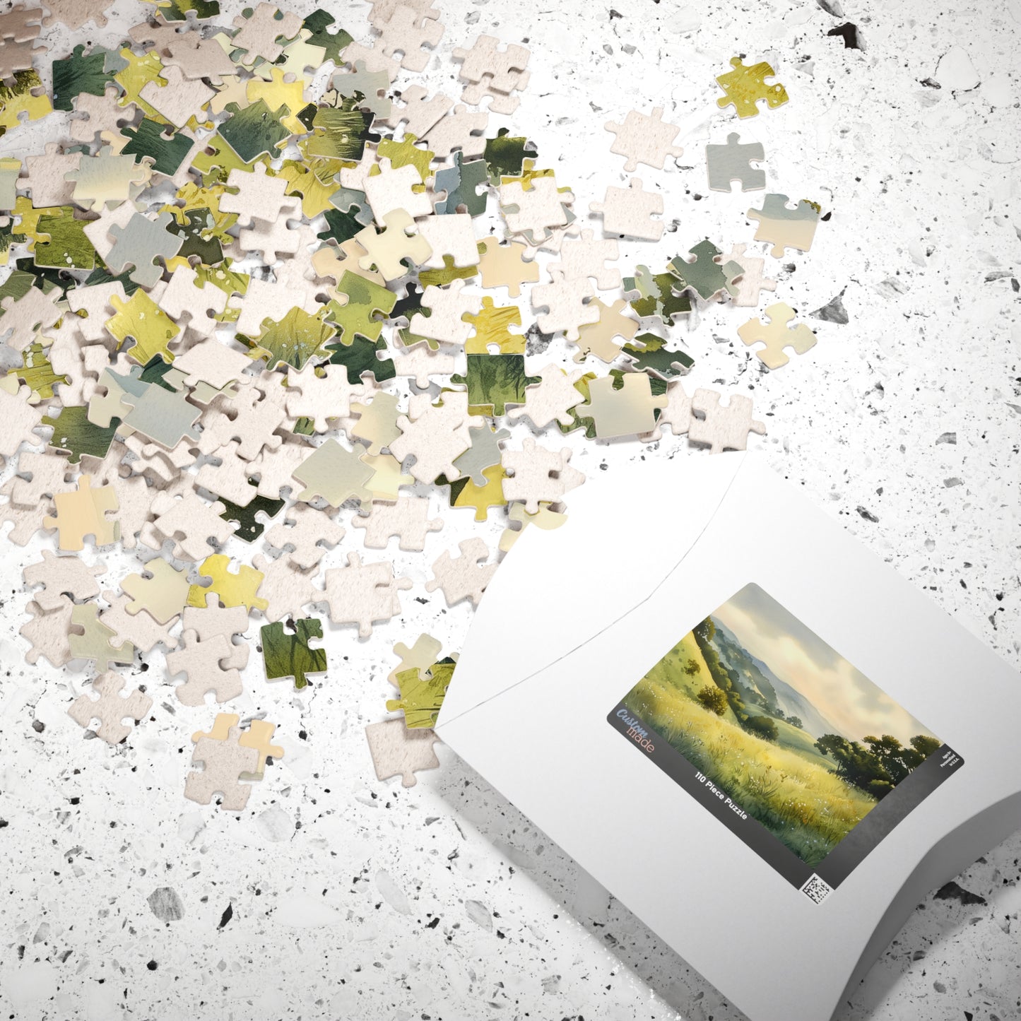 Rolling Grassy Hills Puzzle (110, 252, 520, 1014 Pieces) - Soft Light, Peaceful Landscape, Serene Horizon, Stress Relief Activity
