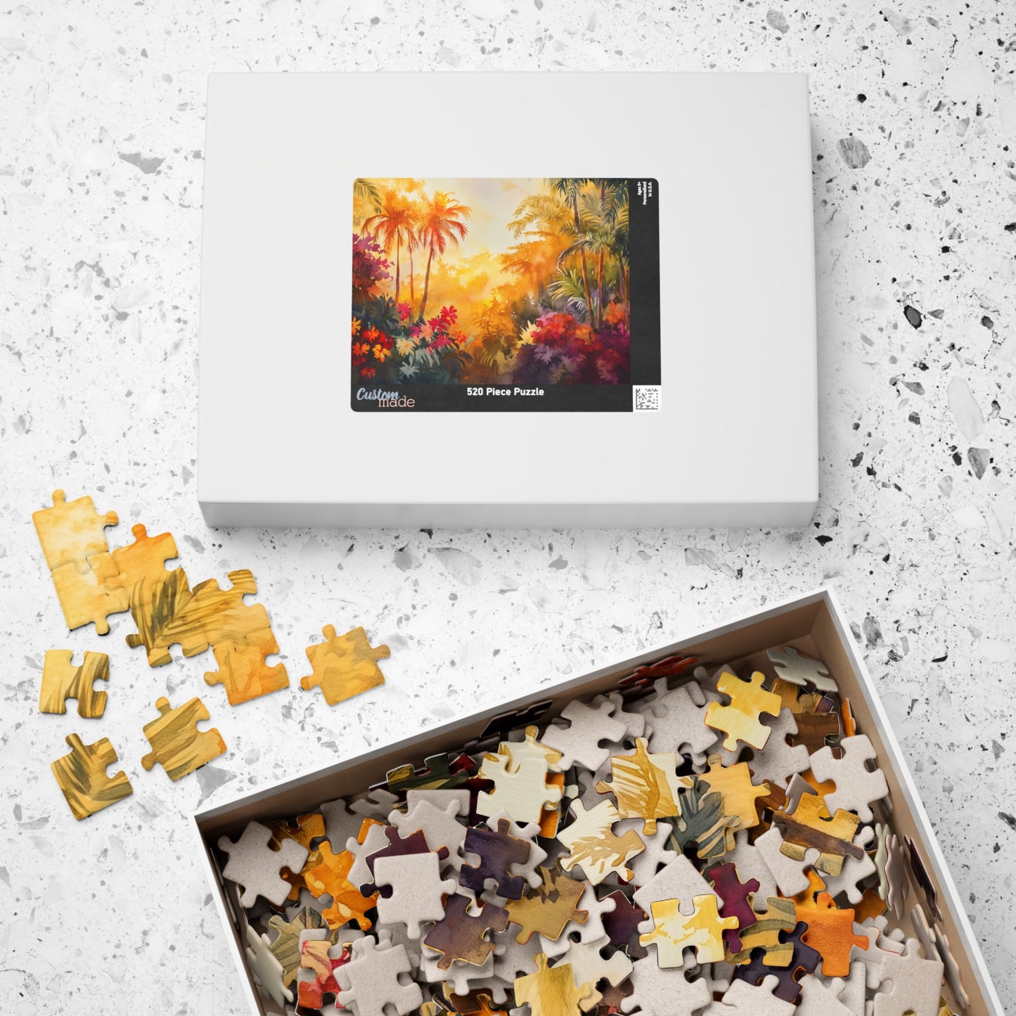 Jungle Sunset Bloom Puzzle (110, 252, 520, 1014 Pieces) - Tropical Sunset Puzzle, Vibrant Jungle Flowers, Exotic Nature Decor, Puzzle Gift