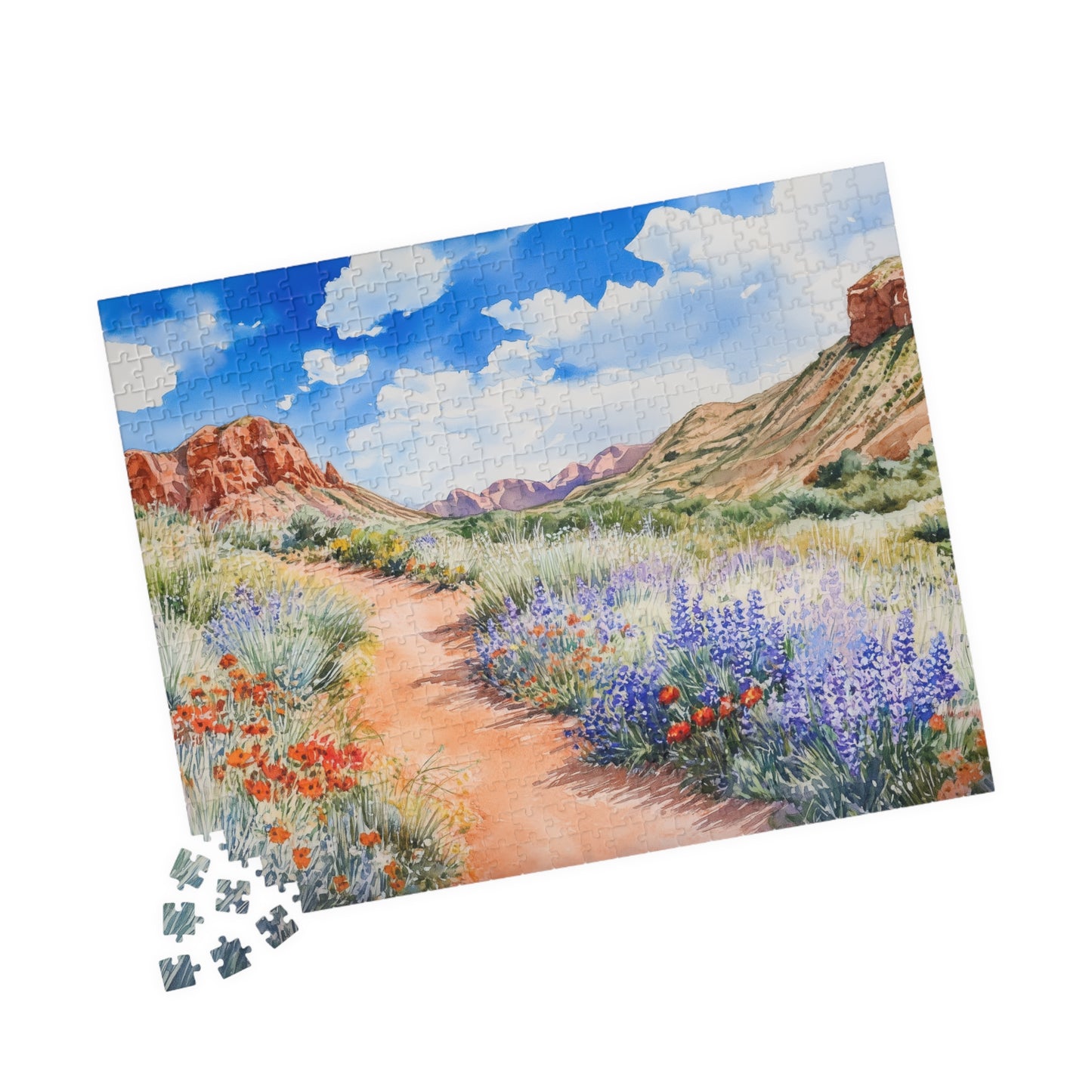 Desert Wildflower Trail Puzzle (110, 252, 520, 1014 Pieces) - Colorful Nature Puzzle, Hiking Scenery, Gift for Outdoor Lovers