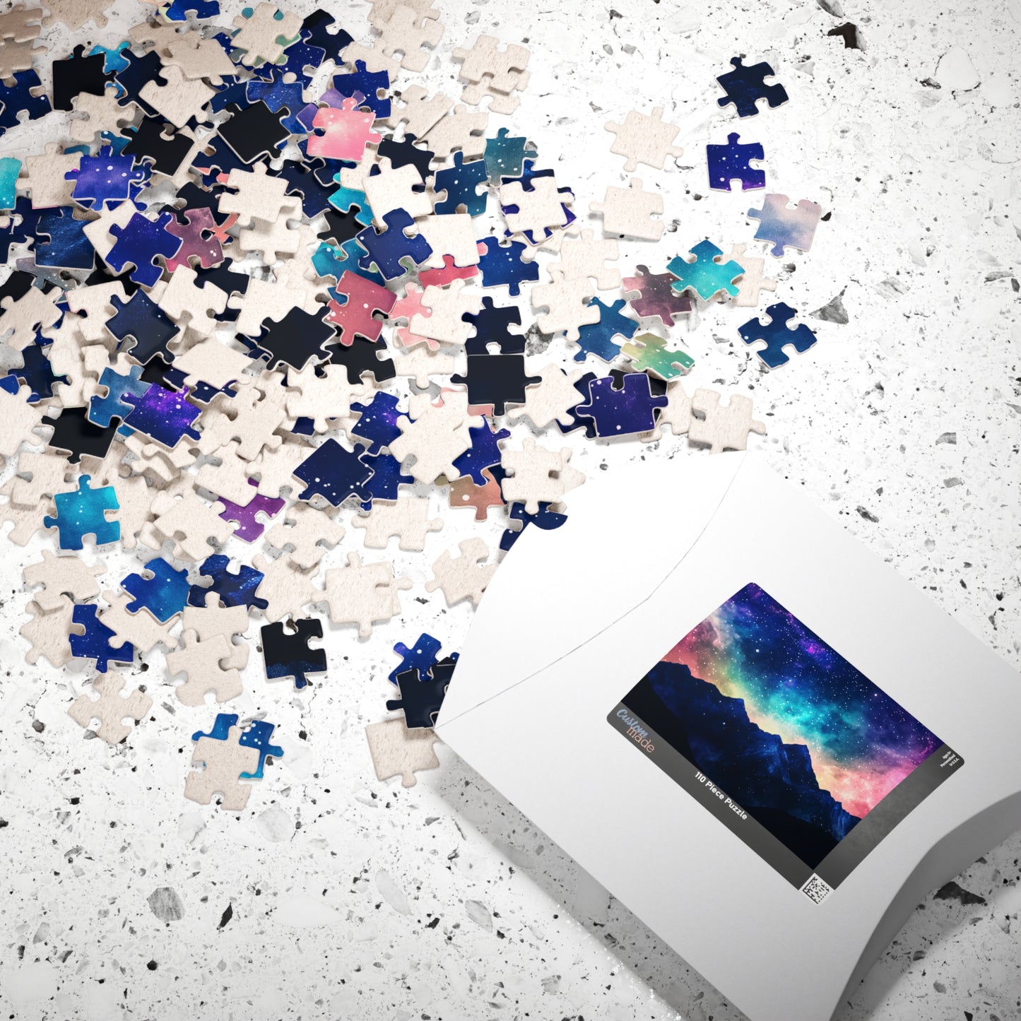 Vivid Galaxy Over Mountain Silhouettes Puzzle (110, 252, 520, 1014 Pieces) - Cosmic Sky, Stargazing Serenity, Bold Colors, Puzzle Lovers