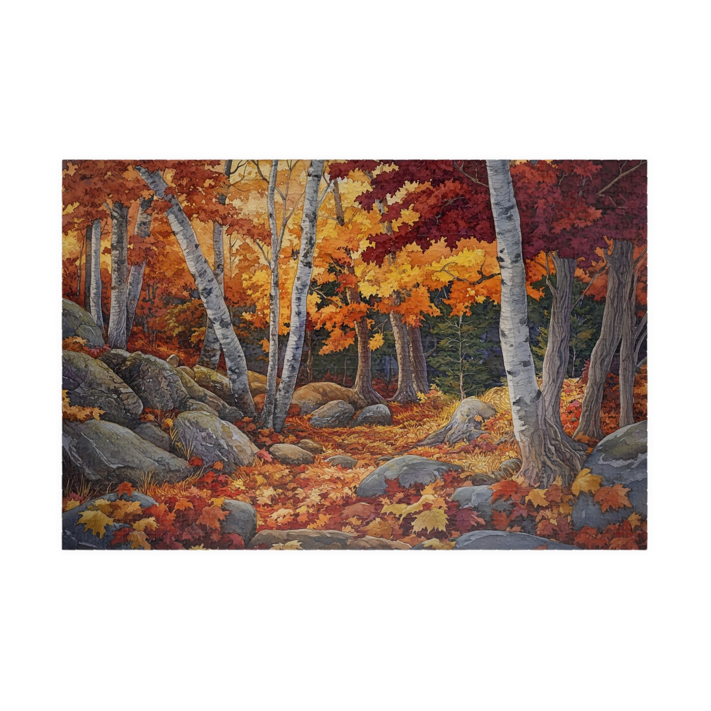 Autumn Mountain Puzzle (110, 252, 520, 1014 Pieces) - Fall Foliage Jigsaw, Forest Trail Art, Nature Gift, Cozy Seasonal Decor