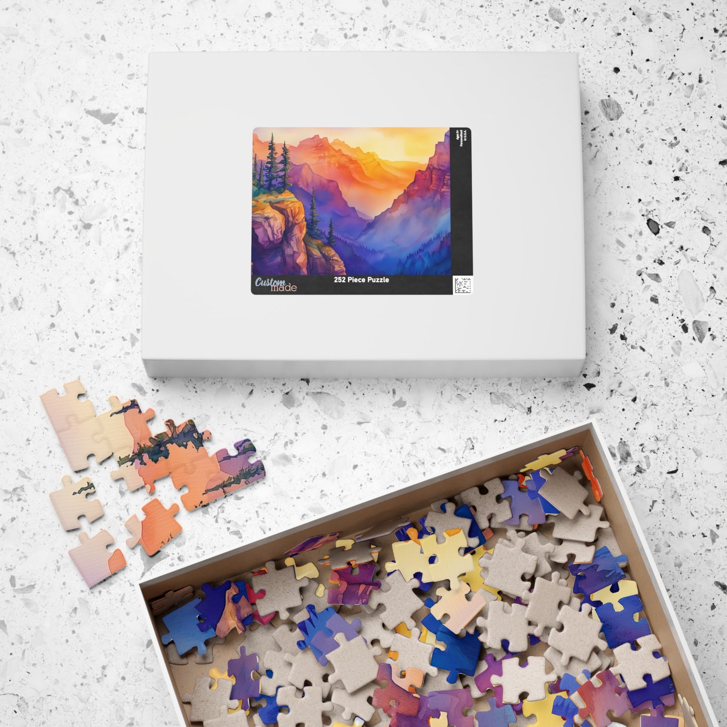 Painted Mountain Range Puzzle (110, 252, 520, 1014 Pieces) - Colorful Nature Puzzle, Sunset Landscape Art, Gift for Outdoor Lovers