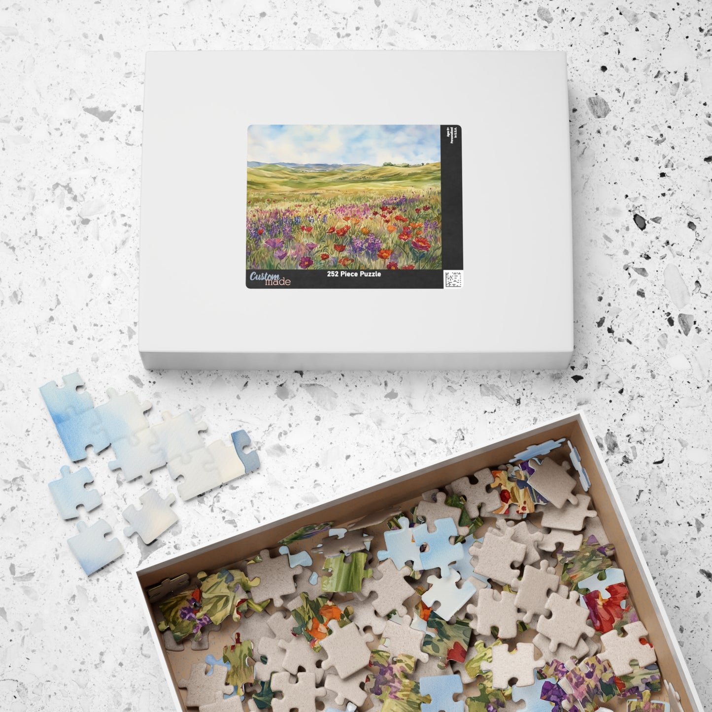 Prairie Meadow Puzzle (110, 252, 520, 1014 Pieces) - Wildflowers, Rolling Hills, Bright Spring Landscape, Perfect Gift for Nature Lovers