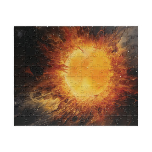 Solar Burst Puzzle (110, 252, 520, 1014 Pieces) - Fiery Sun, Outer Space Scene, Bold Astronomy Art