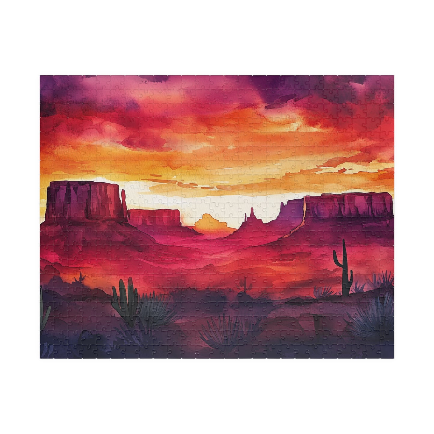 Desert Mesa Puzzle (110, 252, 520, 1014 Pieces) - Southwest Sunset Jigsaw, Bold Nature Art, Gift for Desert Lovers