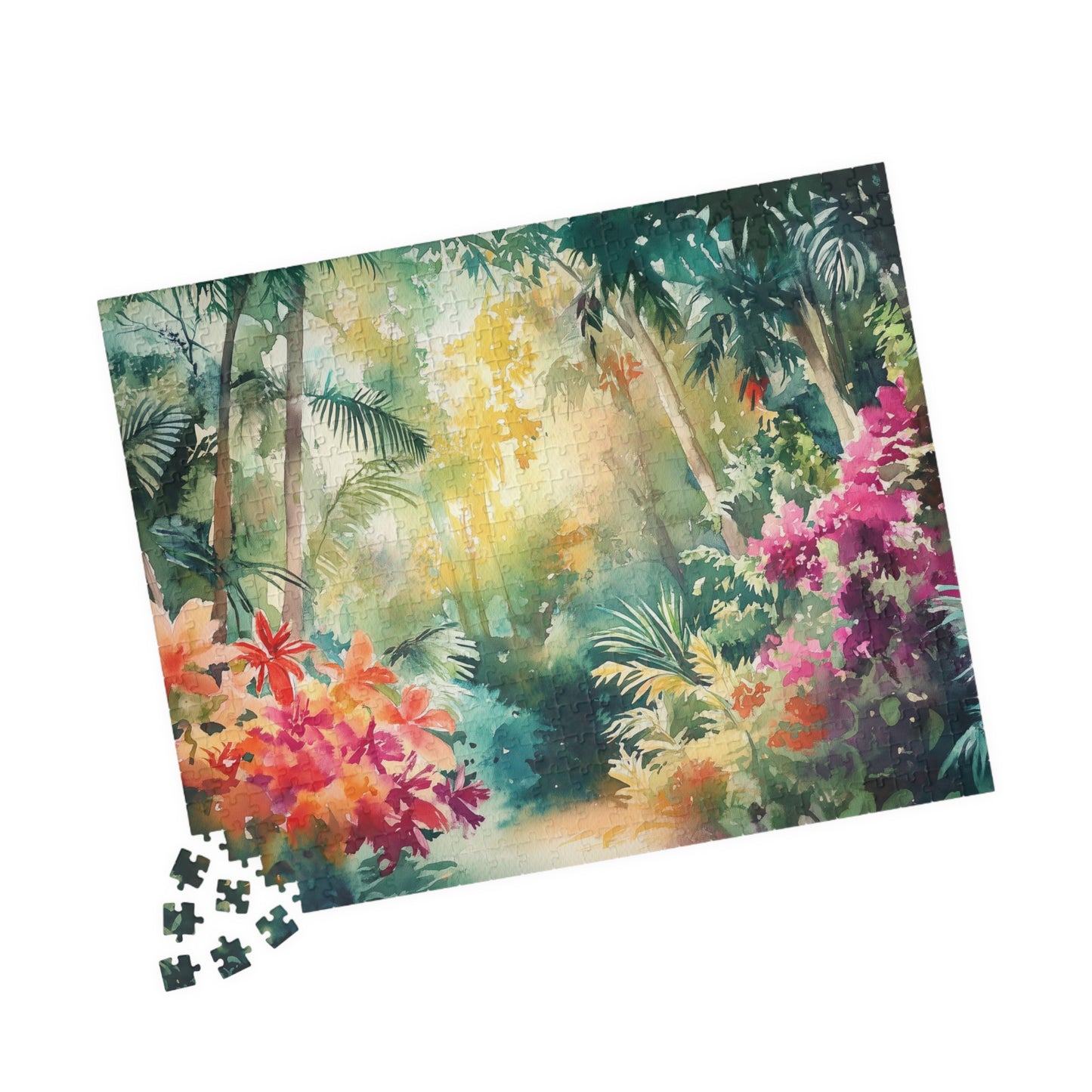 Tropical Bloom Puzzle (110, 252, 520, 1014 Pieces) - Vibrant Jungle Flowers, Rainforest Puzzle, Nature Decor, Gift for Puzzle Enthusiasts