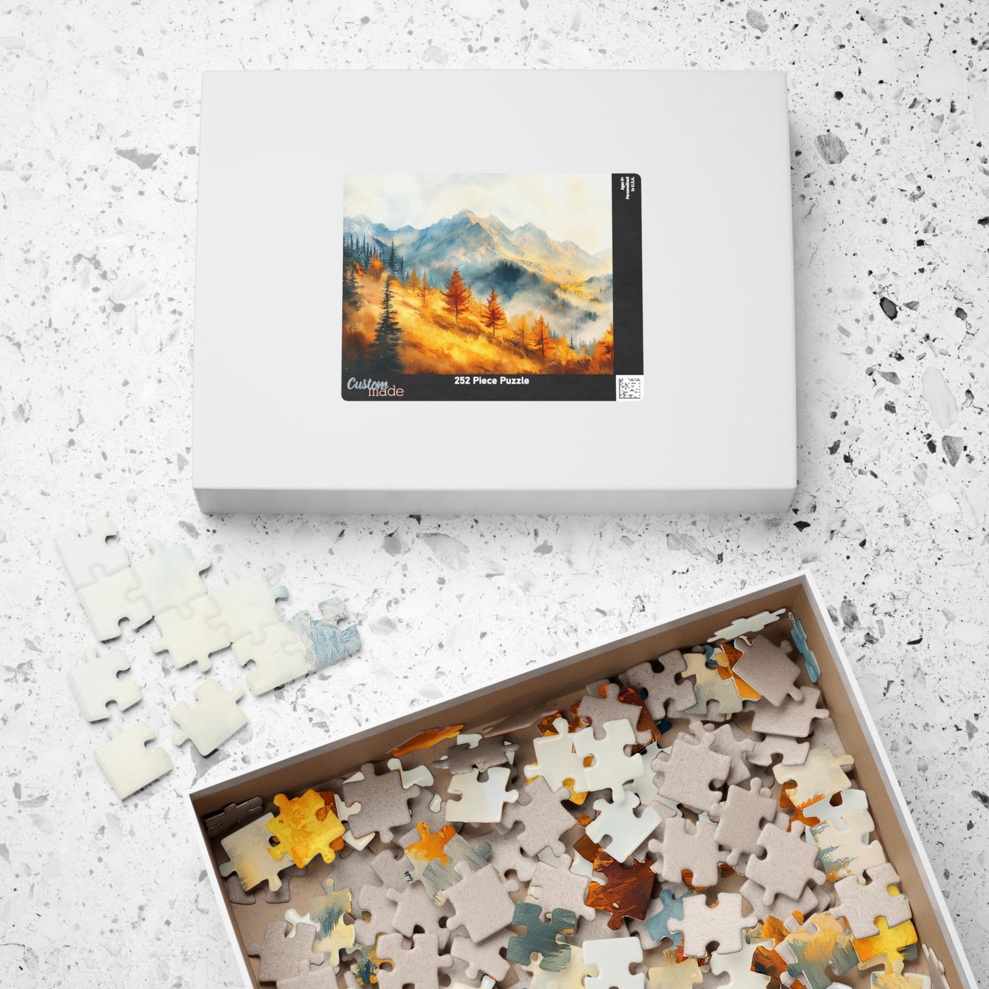 Golden Hillside Puzzle (110, 252, 520, 1014 Pieces) - Autumn Forest Jigsaw, Tranquil Nature Puzzle, Misty Mountain Decor, Fall Lover Gift