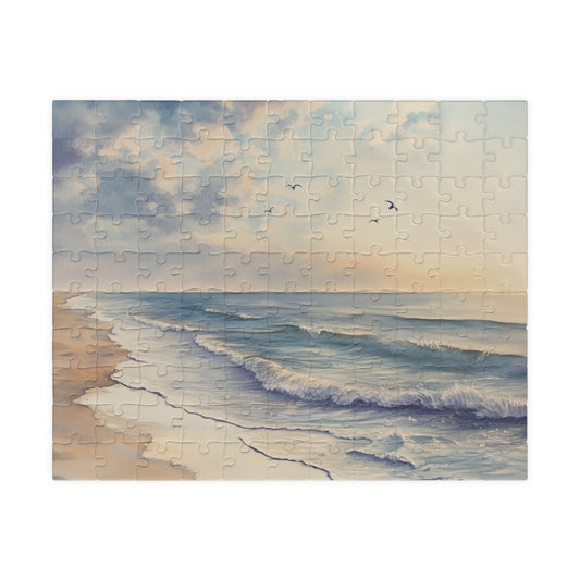 Soft Horizon Puzzle (110, 252, 520, 1014 Pieces) - Tranquil Beach Sunset Jigsaw, Ocean Decor, Relaxing Gift for Nature Lovers, Puzzle Art
