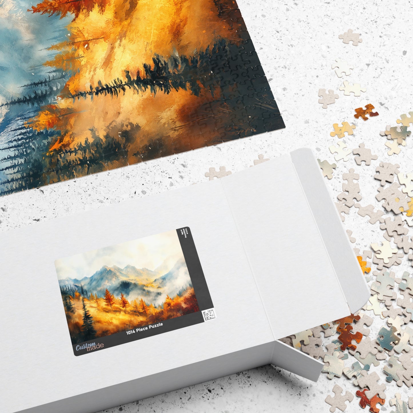 Golden Hillside Puzzle (110, 252, 520, 1014 Pieces) - Autumn Forest Jigsaw, Tranquil Nature Puzzle, Misty Mountain Decor, Fall Lover Gift