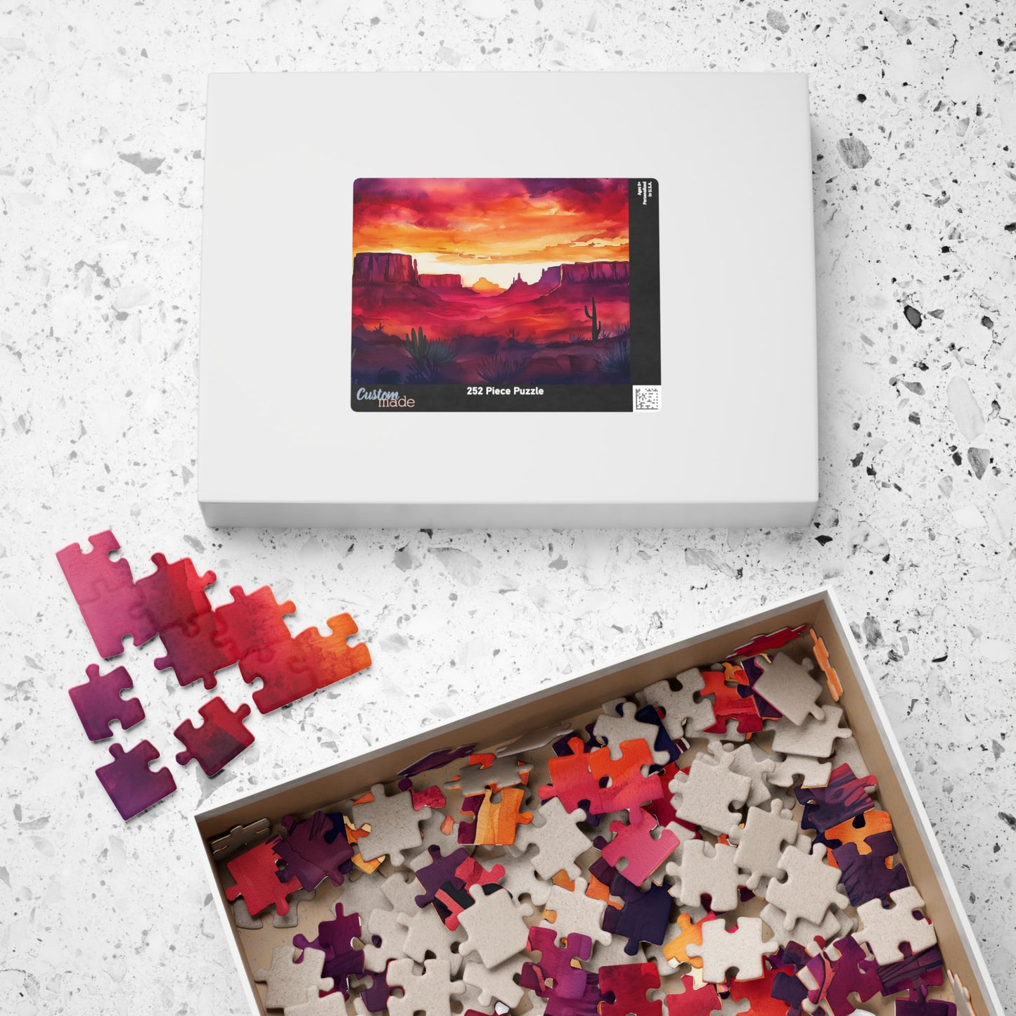 Desert Mesa Puzzle (110, 252, 520, 1014 Pieces) - Southwest Sunset Jigsaw, Bold Nature Art, Gift for Desert Lovers