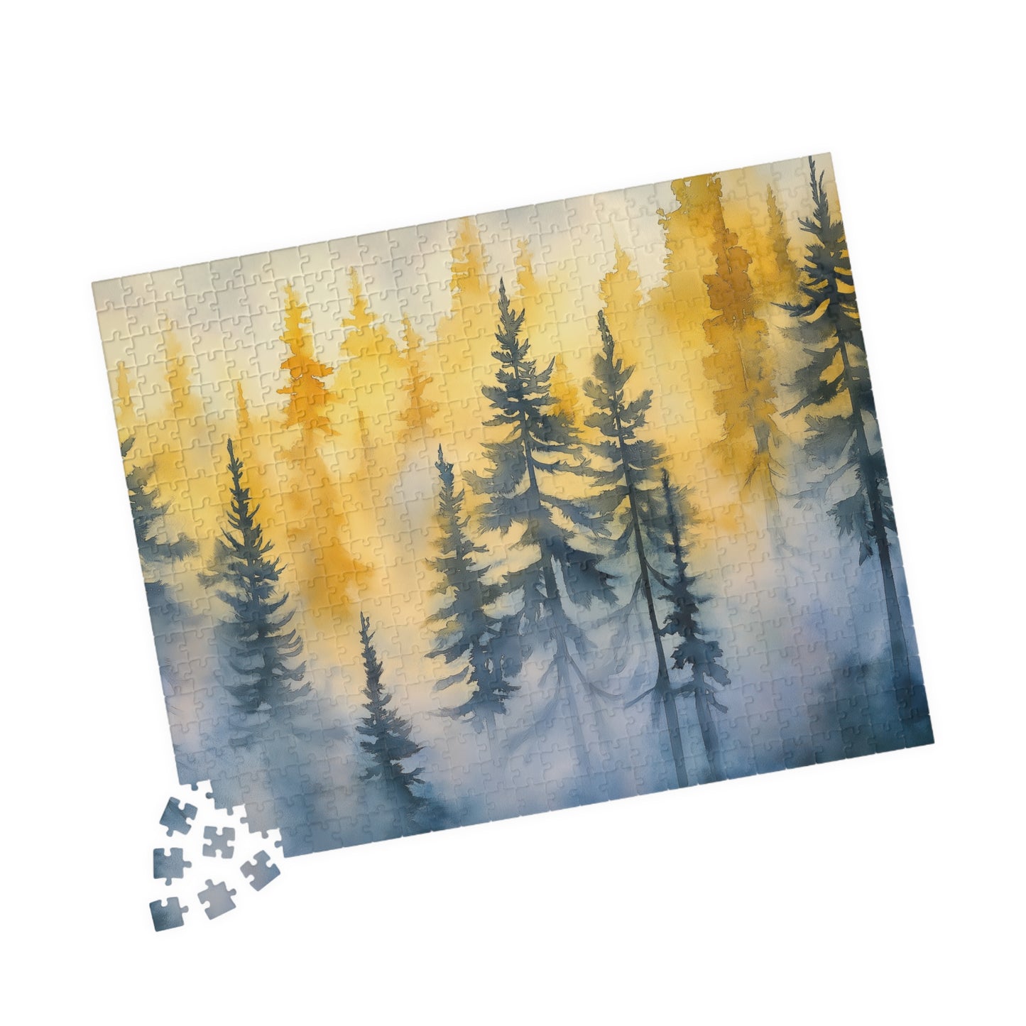 Misty Pines Puzzle (110, 252, 520, 1014 Pieces) - Moody Forest Jigsaw, Evergreen Wall Art, Calm Nature Puzzle for Relaxation