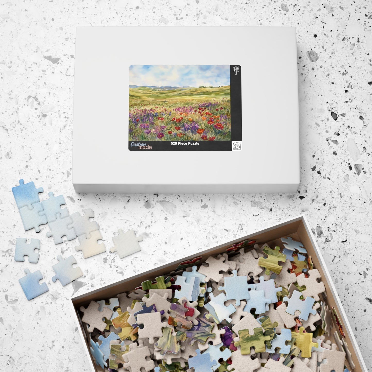 Prairie Meadow Puzzle (110, 252, 520, 1014 Pieces) - Wildflowers, Rolling Hills, Bright Spring Landscape, Perfect Gift for Nature Lovers