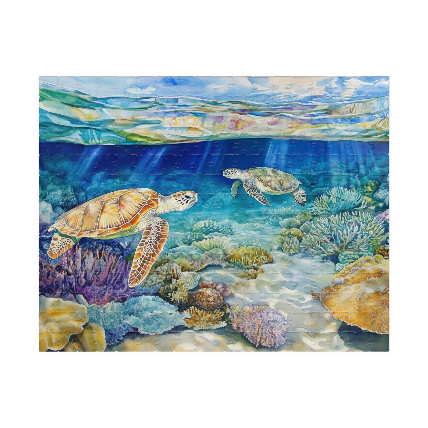 Ocean Reef and Sea Turtles Puzzle (110, 252, 520, 1014 Pieces) - Tropical Coral, Vibrant Underwater Scene, Marine Wildlife