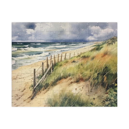 Coastal Dune Puzzle (110, 252, 520, 1014 Pieces) - Tranquil Beach Scene, Soothing Ocean Art, Relaxing Puzzle for Beach Lovers & Families