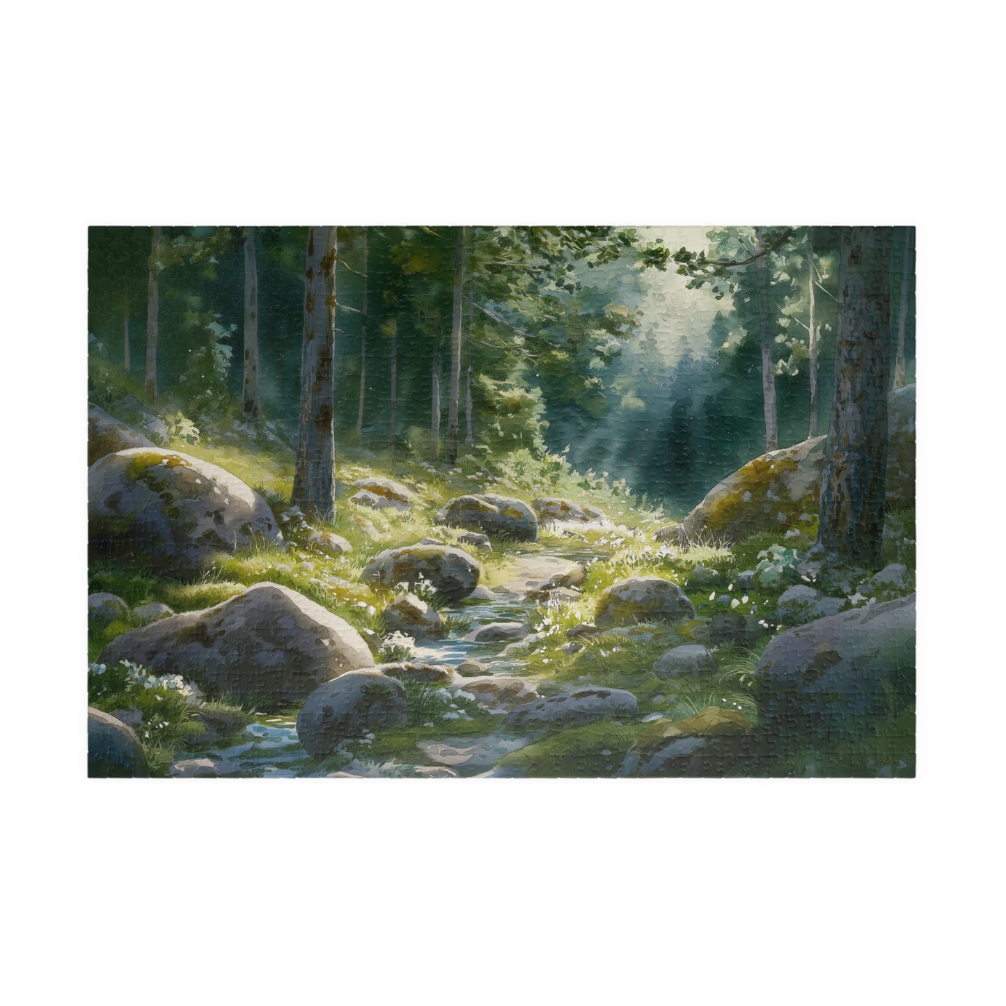 Rocky Forest Stream Puzzle (110, 252, 520, 1014 Pieces) - Peaceful Nature Jigsaw, Woodland Puzzle Art, Gift for Puzzle Lovers