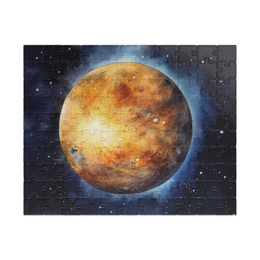 Mercury Puzzle (110, 252, 520, 1014 Pieces) - Fiery Watercolor Planet Jigsaw, Space Decor for Astronomy Lovers, Unique Cosmic Gift