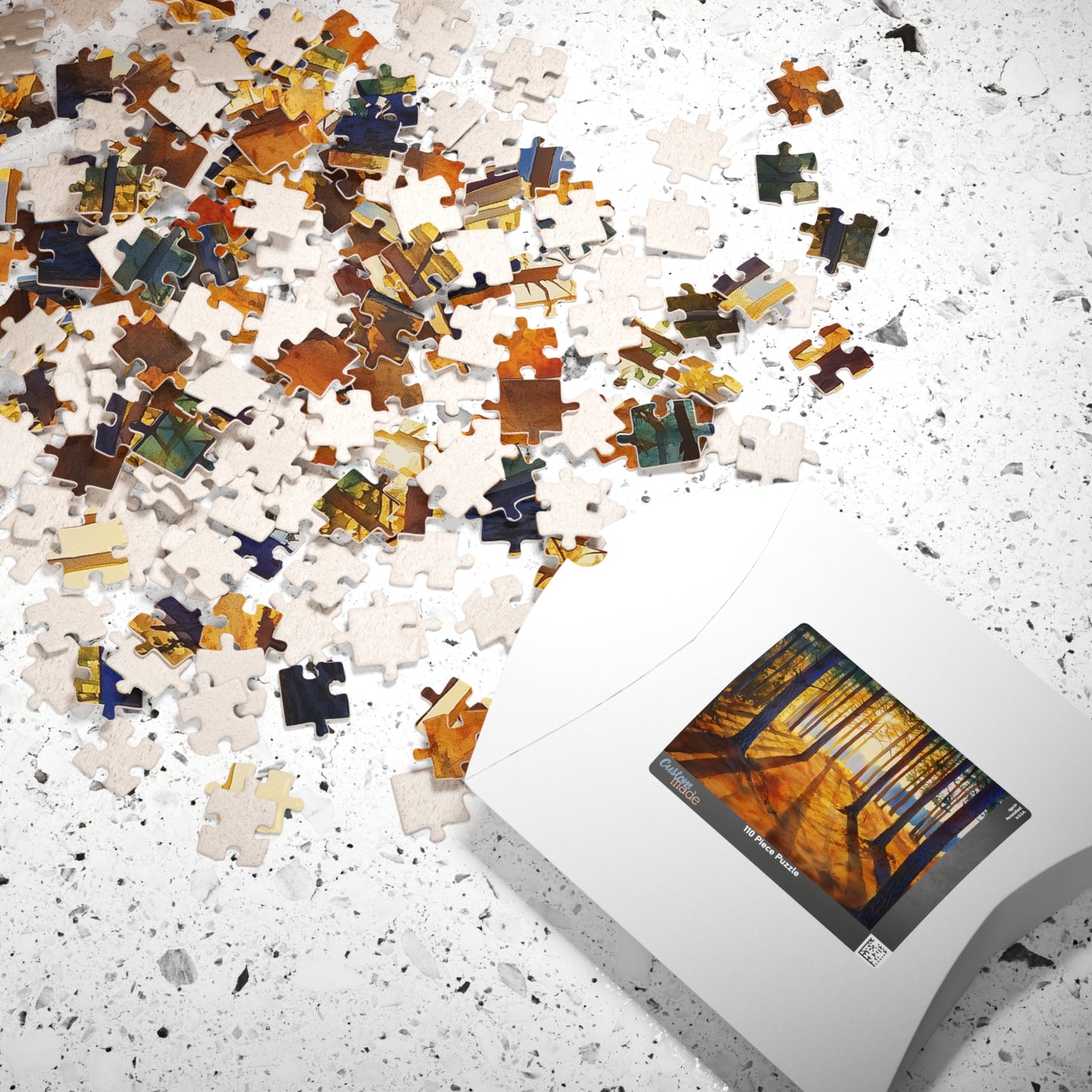 Golden Hour Forest Puzzle (110, 252, 520, 1014 Pieces) - Pine Tree Jigsaw, Cozy Woodland Art, Nature Lover Gift