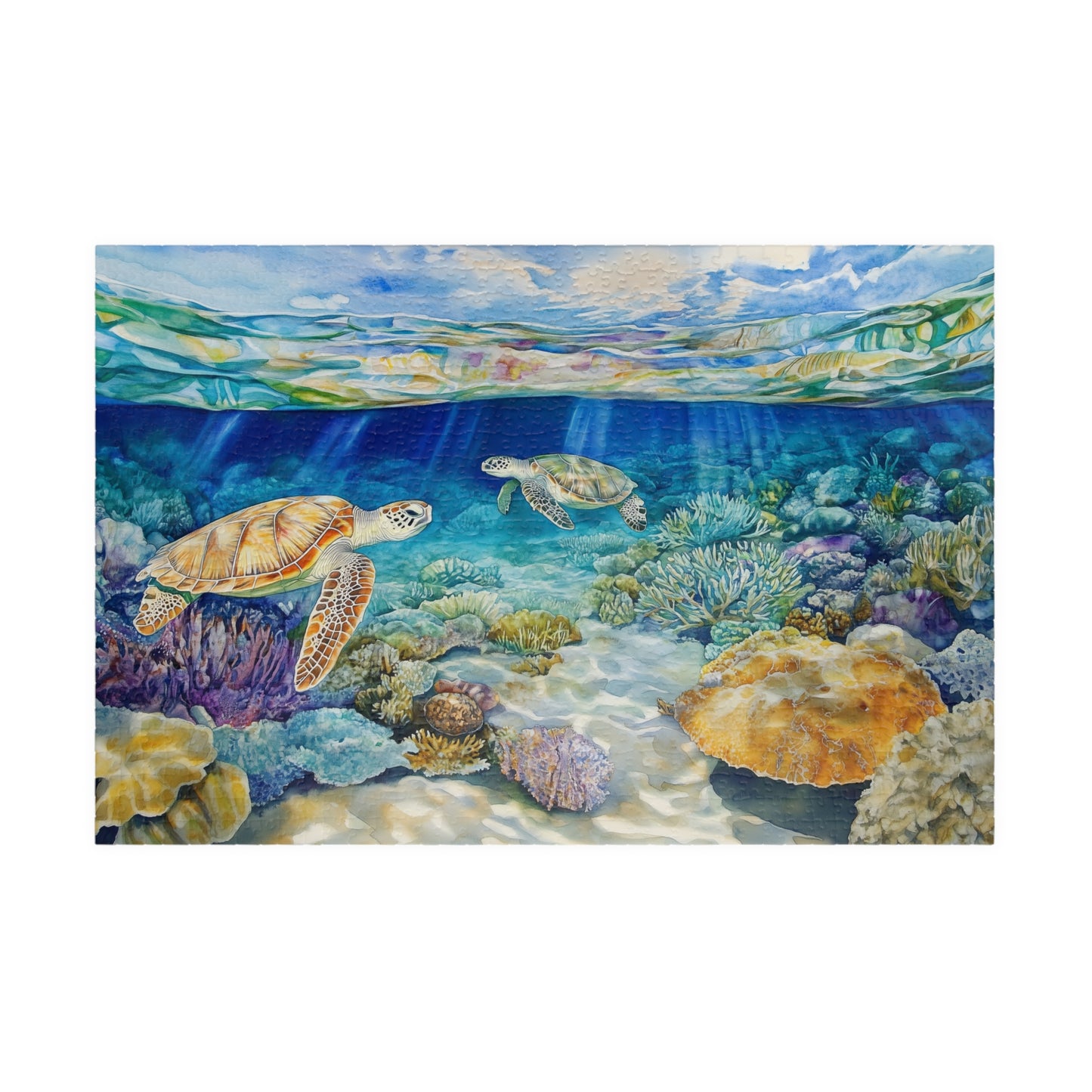 Ocean Reef and Sea Turtles Puzzle (110, 252, 520, 1014 Pieces) - Tropical Coral, Vibrant Underwater Scene, Marine Wildlife