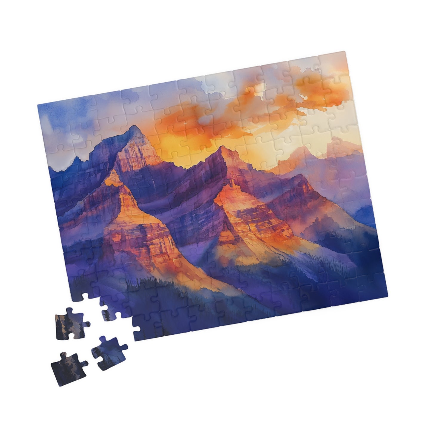 Desert Cliffs at Sunset Puzzle (110, 252, 520, 1014 Pieces) - Bold Southwest Landscape, Vibrant Nature Art Gift