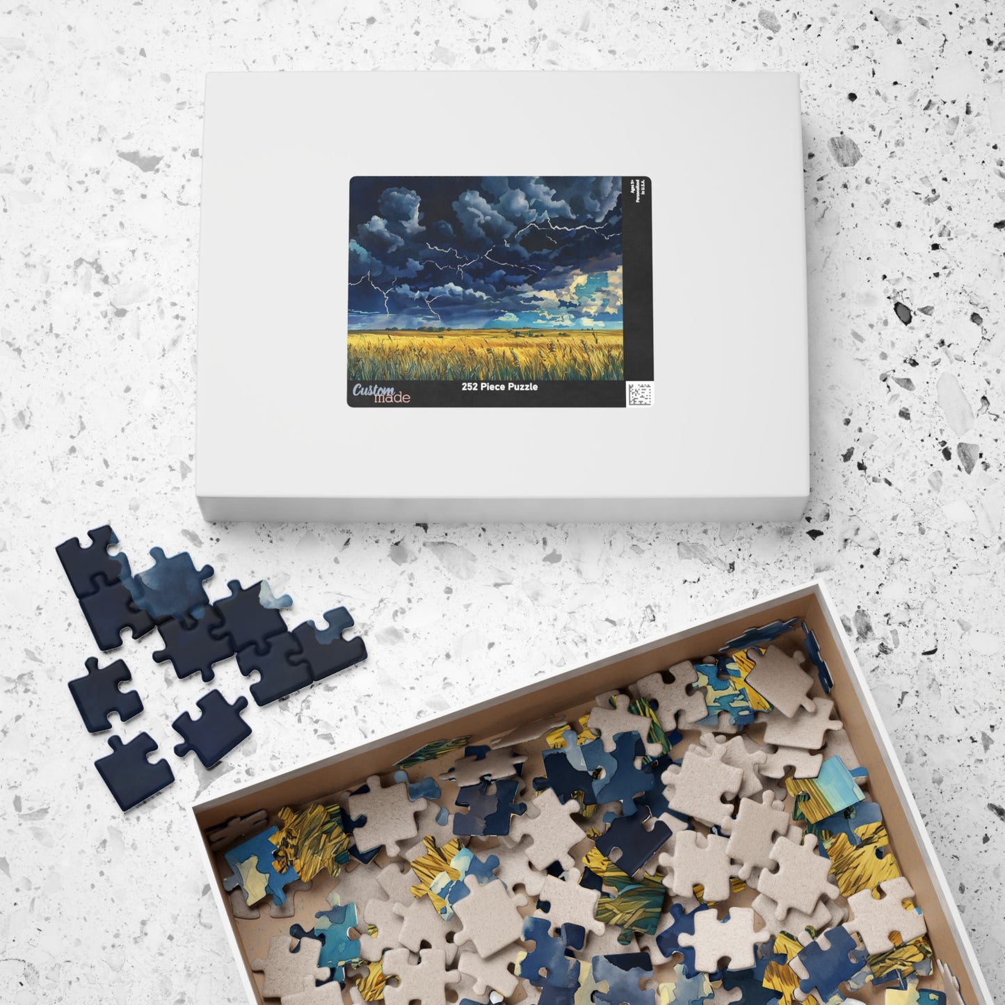 Plains Thunderstorm Puzzle (110, 252, 520, 1014 Pieces) - Dramatic Sky, Lightning Over Fields, Stormy Horizon, Puzzle Enthusiasts