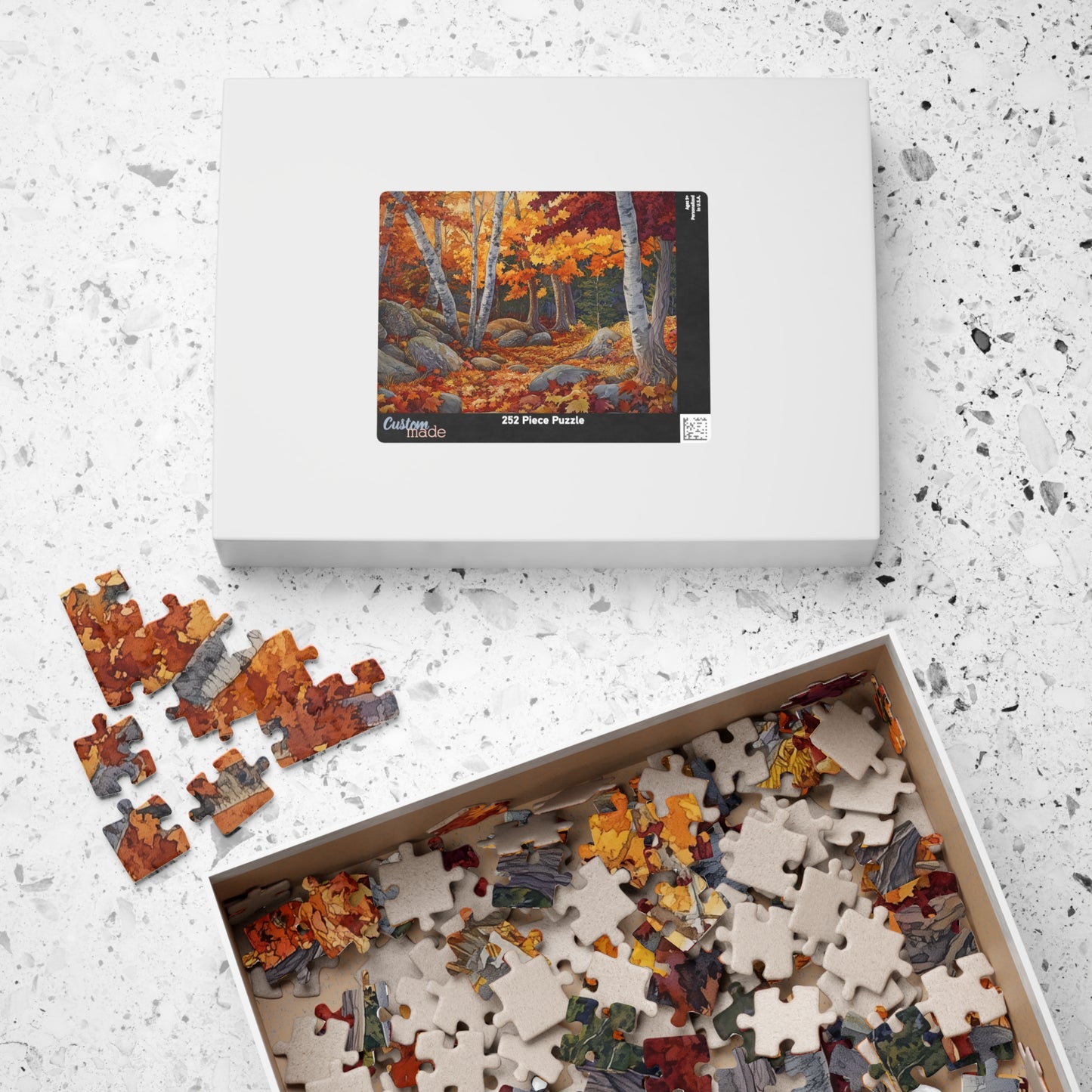 Autumn Mountain Puzzle (110, 252, 520, 1014 Pieces) - Fall Foliage Jigsaw, Forest Trail Art, Nature Gift, Cozy Seasonal Decor
