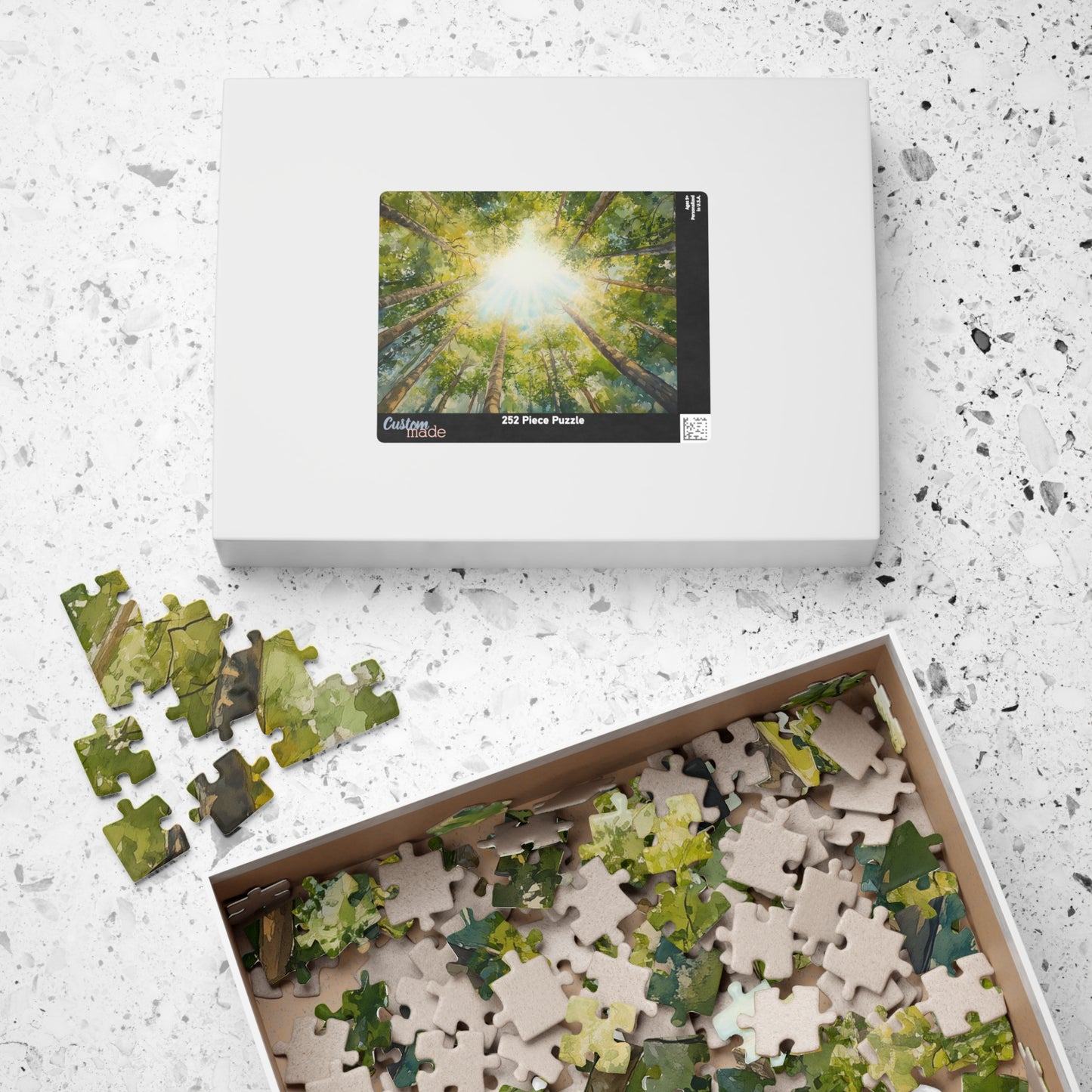 Looking Up Forest Canopy Puzzle (110, 252, 520, 1014 Pieces) - Tree Tops Jigsaw, Nature Perspective Puzzle, Tranquil Forest Gift