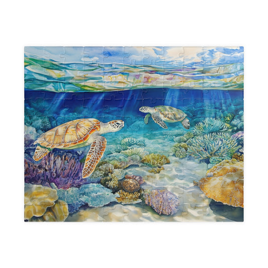 Ocean Reef and Sea Turtles Puzzle (110, 252, 520, 1014 Pieces) - Tropical Coral, Vibrant Underwater Scene, Marine Wildlife