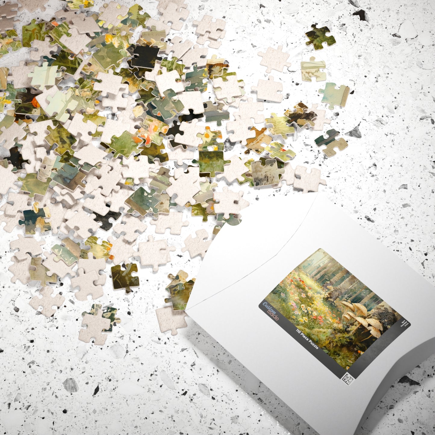 Woodland Glade Puzzle (110, 252, 520, 1014 Pieces) - Forest Flowers Jigsaw, Mushroom Puzzle Art, Cozy Nature Gift